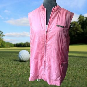 E P Pro feminine pink with a little bit of bling ruffle collar windbreaker vest